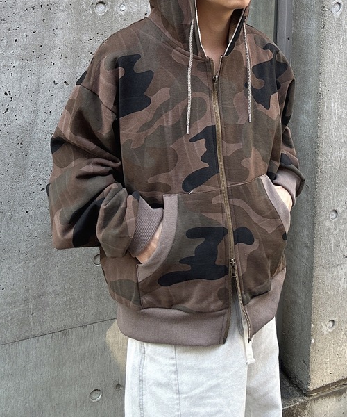 セール】ウッドランドカモダブルフェイスジップパーカー（パーカー