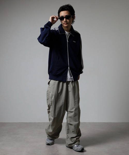 【Kページ】NERDY ノルディ　ストライプジャージ上下セット　ブラック ノルディ NERDY レーシングトラックトップス -ファッション通販