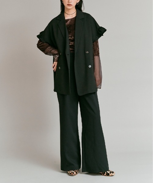 W:Huku（フーク）の「スリーブ 切り替え メッシュ ベロア トップス / Mesh Sleeve Sheer Velour Top（Tシャツ/カットソー・レディース・ブラック/ブルー系/ブラウン/オフホワイト・FREE）」の8枚目の写真