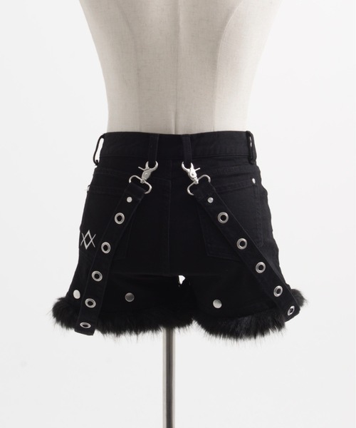 REFLEM【レフレム】ファー付デニムショーツ グレー REFLEM【レフレム】ファー付デニムショーツ グレー - メルカリ