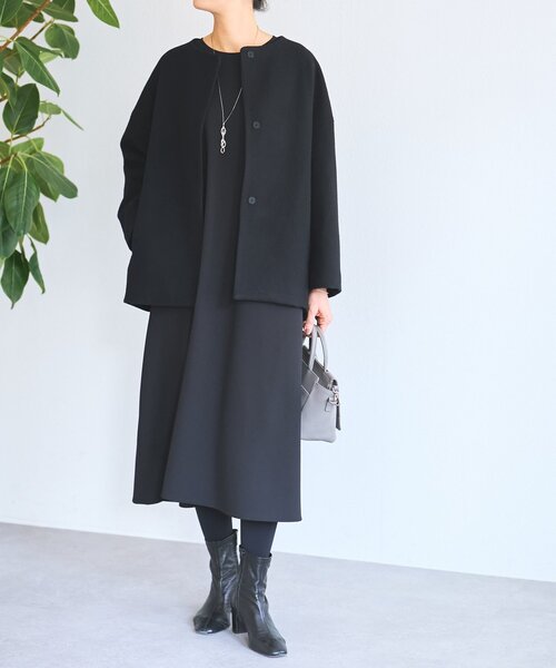 211y*専用 ビアズリー BEARDSLEY 後ろぷっくりウールコート 後ろぷっくりウールショートコート（ノーカラーコート）｜BEARDSLEY