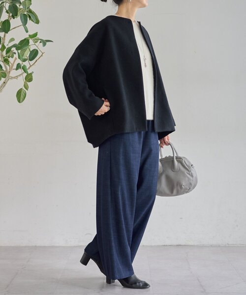 後ろぷっくりウールショートコート（ノーカラーコート）｜BEARDSLEY