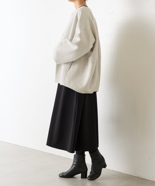 後ろぷっくりウールショートコート（ノーカラーコート）｜BEARDSLEY
