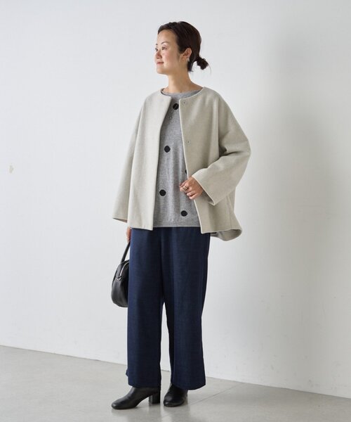 後ろぷっくりウールショートコート（ノーカラーコート）｜BEARDSLEY
