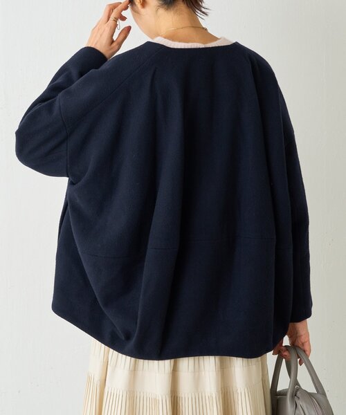 後ろぷっくりウールショートコート（ノーカラーコート）｜BEARDSLEY