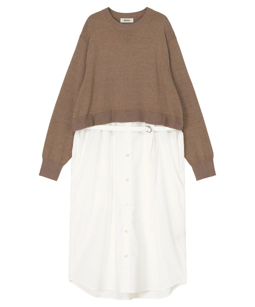 ZUCCa(ズッカ)の「シャツドッキングニット / ワンピース / S(ワンピース・レディース・ネイビー/グレー/ベージュ・M size)」の2枚目の写真