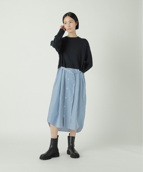 ZUCCa【M】パッチワークドッキングデザインワンピース　ダークグレー　春秋冬 ZUCCa（ズッカ） ワンピース チェックドッキング / ワンピース / (O