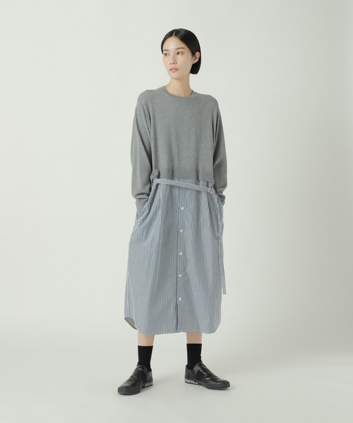 ZUCCa(ズッカ)の「シャツドッキングニット / ワンピース / S(ワンピース・レディース・ネイビー/グレー/ベージュ・M size)」の9枚目の写真