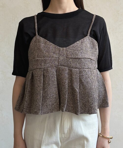 Thevon（ゼボン）の「ツイードプリーツビスチェ（シャツ/ブラウス・レディース・ブラウン/ブラック・FREE）」の4枚目の写真