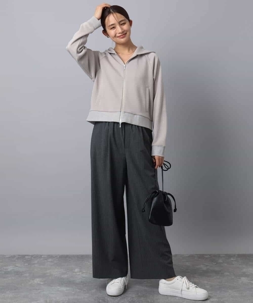 セール】ストレートワイドパンツ(ストライプ・無地)/洗える（その他