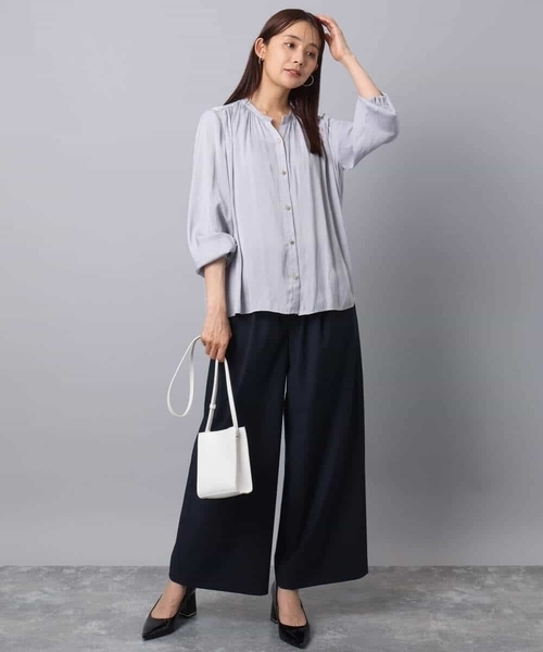 MK ミッシェルクラン（MK MICHEL  ）/ストレートワイドパンツ(ストライプ・無地)/洗える セール】ストレートワイドパンツ(ストライプ・無地)/洗える（その他