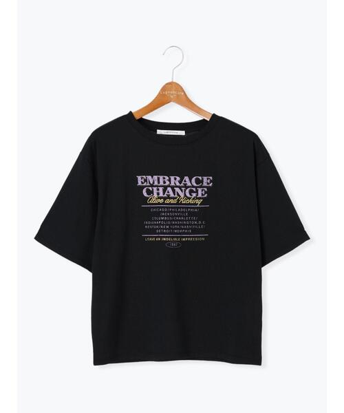 Lugnoncure（ルノンキュール）の「かすれロゴプリントTシャツ（Tシャツ/カットソー・レディース・ブラック/チャコールグレー/オフホワイト・F）」の12枚目の写真