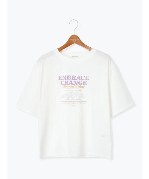 Lugnoncure（ルノンキュール）の「かすれロゴプリントTシャツ（Tシャツ/カットソー・レディース・ブラック/チャコールグレー/オフホワイト・F）」の14枚目の写真