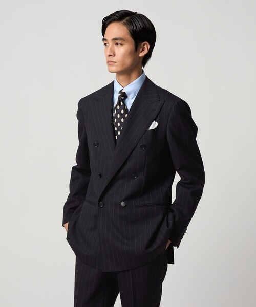 ワイドストライプ ダブル 6ボタン スーツ MC‐MODEL ヨコストレッチ