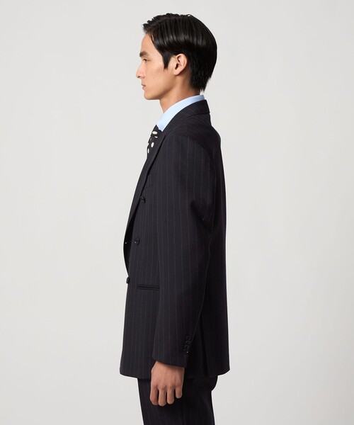 ワイドストライプ ダブル 6ボタン スーツ MC‐MODEL ヨコストレッチ