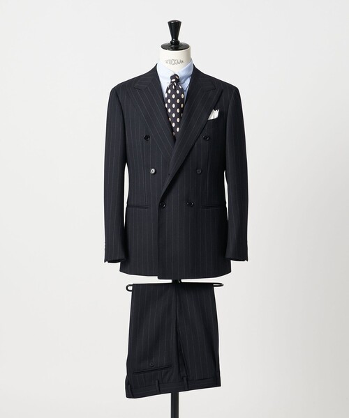 ワイドストライプ ダブル 6ボタン スーツ MC‐MODEL ヨコストレッチ