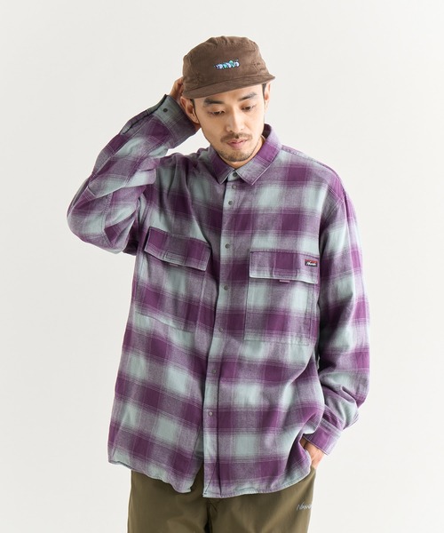 NANGA（ナンガ）の「OMBRE CHECK W PK BOX SHIRT/オンブレチェック ダブルポケット ボックスシャツ（シャツ/ブラウス・メンズ・ブラック/パープル・M/S/XL/L）」の11枚目の写真