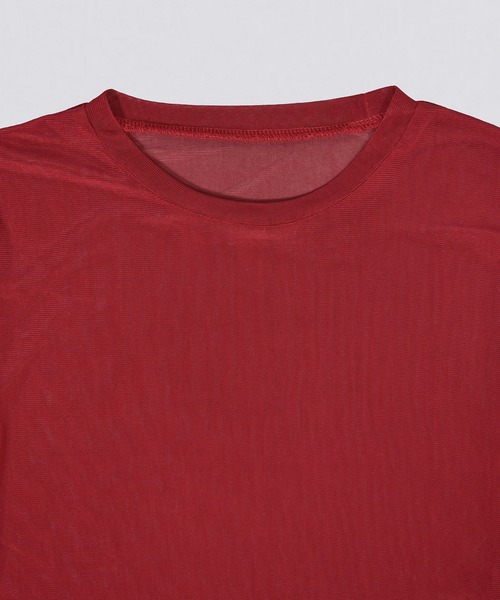 kiehtova(キエトヴァ)の「【kiehtova】SHEER STRETCH TULLE TOPS/シアー ストレッチ チュール KTWR42 ※(Tシャツ/カットソー・レディース・ブラック/レッド/ブラウン/グレー・FREE)」の5枚目の写真