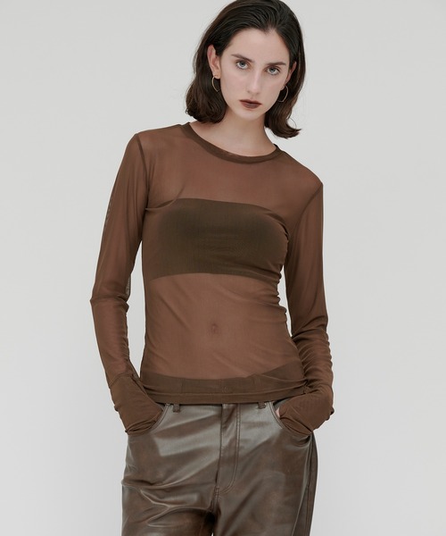 kiehtova(キエトヴァ)の「【kiehtova】SHEER STRETCH TULLE TOPS/シアー ストレッチ チュール KTWR42 ※(Tシャツ/カットソー・レディース・ブラック/レッド/ブラウン/グレー・FREE)」の19枚目の写真