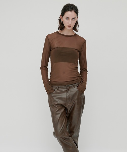 kiehtova(キエトヴァ)の「【kiehtova】SHEER STRETCH TULLE TOPS/シアー ストレッチ チュール KTWR42 ※(Tシャツ/カットソー・レディース・ブラック/レッド/ブラウン/グレー・FREE)」の21枚目の写真