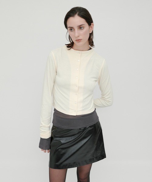 kiehtova(キエトヴァ)の「【kiehtova】SHEER STRETCH TULLE TOPS/シアー ストレッチ チュール KTWR42 ※(Tシャツ/カットソー・レディース・ブラック/レッド/ブラウン/グレー・FREE)」の16枚目の写真