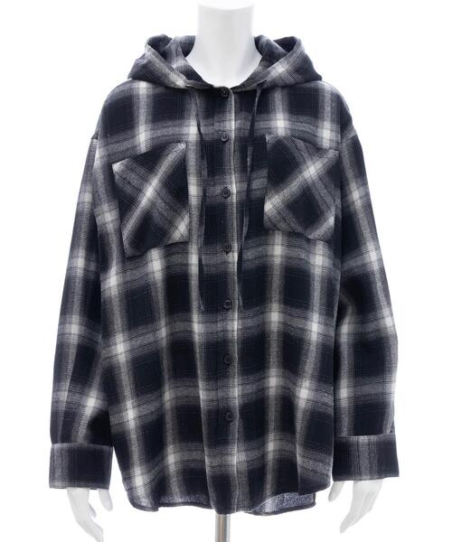 INGNI（イング）の「フードビッグチェック柄シャツ（シャツ/ブラウス・レディース・ブラウン系その他2/ブラック系/ネイビー系2・M）」の18枚目の写真