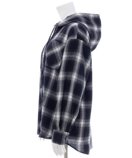 INGNI（イング）の「フードビッグチェック柄シャツ（シャツ/ブラウス・レディース・ブラウン系その他2/ブラック系/ネイビー系2・M）」の19枚目の写真