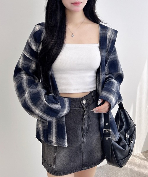 INGNI（イング）の「フードビッグチェック柄シャツ（シャツ/ブラウス・レディース・ブラウン系その他2/ブラック系/ネイビー系2・M）」の17枚目の写真