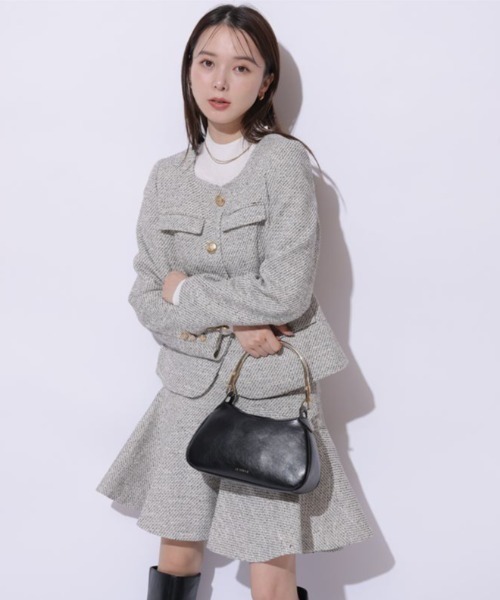 本日限定値下げ　新作　Mystrada スクエアネックジャケット 2025新作Mystrada スクエアネックジャケット 特殊ホワイトS