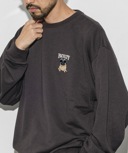 セール】限定展開 リラックスフィット ワンポイント刺繍 クルーネック