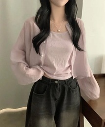leune（ルネ）の「キャミソール&シアーノーカラーシャツカーディガンset（シャツ/ブラウス）」