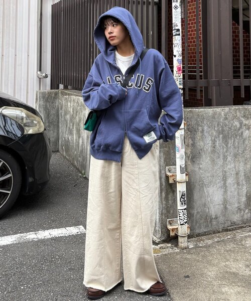 セール】【DISCUS】ロゴ刺繍裏毛フルジップパーカー（パーカー