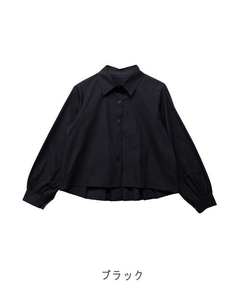 CLOTHY(クロシィ)の「【旬のひとくせありなショート丈シャツ!】バックプリーツシャツ(シャツ/ブラウス・レディース・ブラック/オフホワイト/ブルー・MEDIUM)」の5枚目の写真