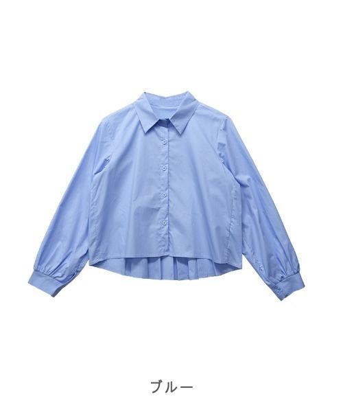 CLOTHY(クロシィ)の「【旬のひとくせありなショート丈シャツ!】バックプリーツシャツ(シャツ/ブラウス・レディース・ブラック/オフホワイト/ブルー・MEDIUM)」の6枚目の写真