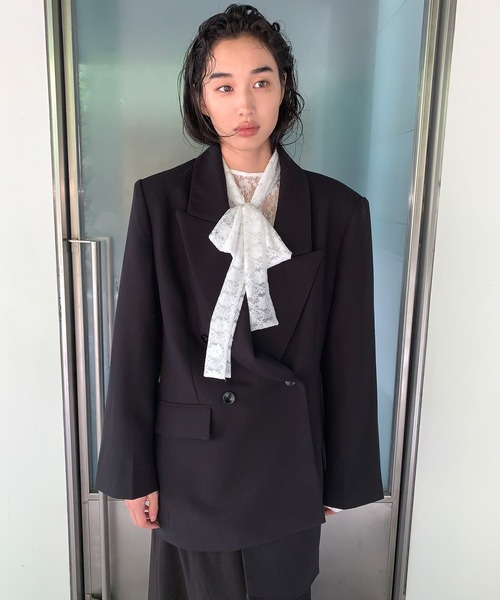 chuclla（チュクラ）の「【LONSLAN】 ダブルテーラードジャケット CHLONW25a013（テーラードジャケット・レディース・ブラック/ダークグレー・FREE）」の9枚目の写真