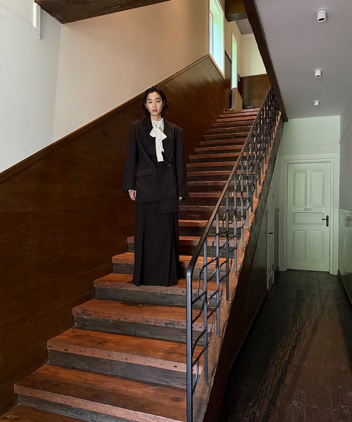 chuclla（チュクラ）の「【LONSLAN】 ダブルテーラードジャケット CHLONW25a013（テーラードジャケット・レディース・ブラック/ダークグレー・FREE）」の14枚目の写真