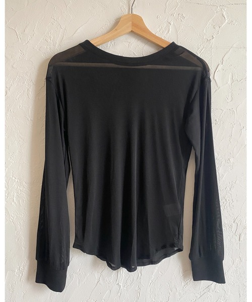 She's Closet(シーズクローゼット)の「2way 長袖 ヘンリーネック シアートップス ロンT ロングTシャツ(Tシャツ/カットソー・レディース・ブラック/チャコールグレー/ホワイト/ブラウン・FREE)」の18枚目の写真
