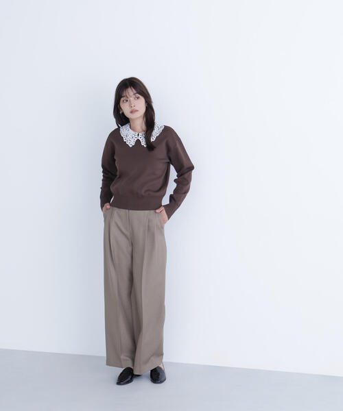 NATURAL BEAUTY BASIC（ナチュラルビューティーベーシック）の「◇＜骨格ナチュラル＞ツイーディータックワイドパンツ（その他パンツ・レディース・ベージュ系その他/ブラウン系その他・MEDIUM/SMALL）」の22枚目の写真