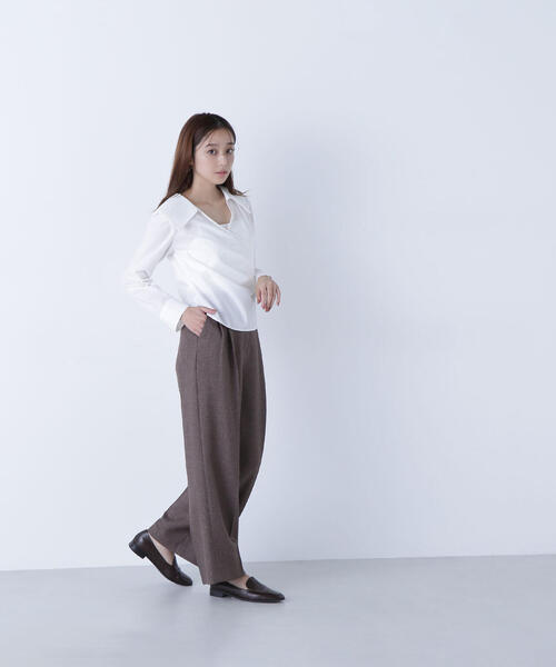 NATURAL BEAUTY BASIC（ナチュラルビューティーベーシック）の「◇＜骨格ナチュラル＞ツイーディータックワイドパンツ（その他パンツ・レディース・ベージュ系その他/ブラウン系その他・MEDIUM/SMALL）」の14枚目の写真