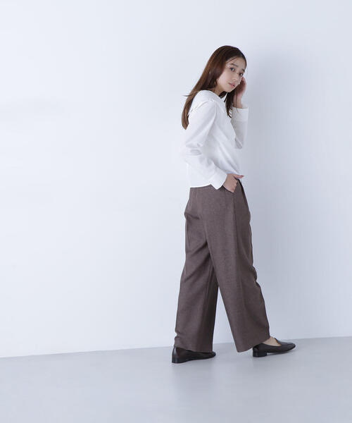 NATURAL BEAUTY BASIC（ナチュラルビューティーベーシック）の「◇＜骨格ナチュラル＞ツイーディータックワイドパンツ（その他パンツ・レディース・ベージュ系その他/ブラウン系その他・MEDIUM/SMALL）」の13枚目の写真