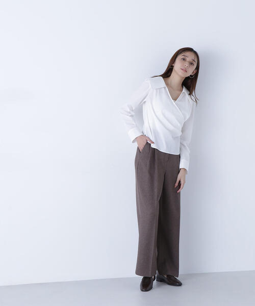 NATURAL BEAUTY BASIC（ナチュラルビューティーベーシック）の「◇＜骨格ナチュラル＞ツイーディータックワイドパンツ（その他パンツ・レディース・ベージュ系その他/ブラウン系その他・MEDIUM/SMALL）」の12枚目の写真