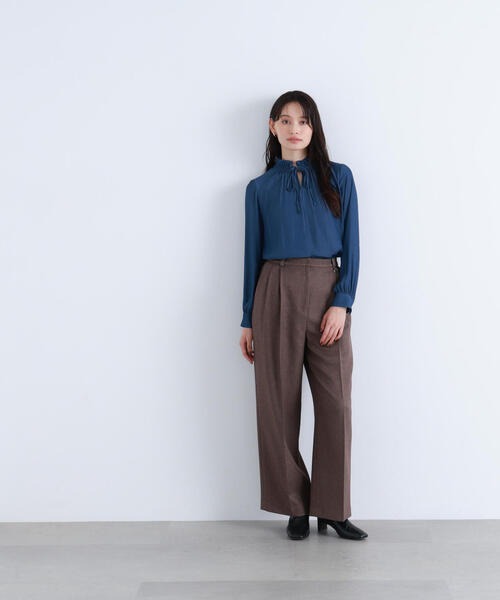 NATURAL BEAUTY BASIC（ナチュラルビューティーベーシック）の「◇＜骨格ナチュラル＞ツイーディータックワイドパンツ（その他パンツ・レディース・ベージュ系その他/ブラウン系その他・MEDIUM/SMALL）」の9枚目の写真