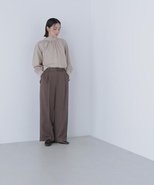 NATURAL BEAUTY BASIC（ナチュラルビューティーベーシック）の「◇＜骨格ナチュラル＞ツイーディータックワイドパンツ（その他パンツ・レディース・ベージュ系その他/ブラウン系その他・MEDIUM/SMALL）」の7枚目の写真