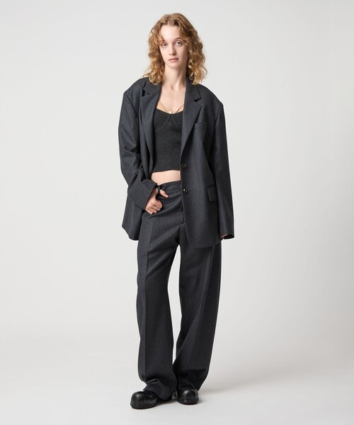 6（ROKU）フラノグレージャケット オーバーサイズ M〜Lサイズ相当 6(ROKU)＞フラノ グレー ジャケット（テーラードジャケット）｜6（ロク