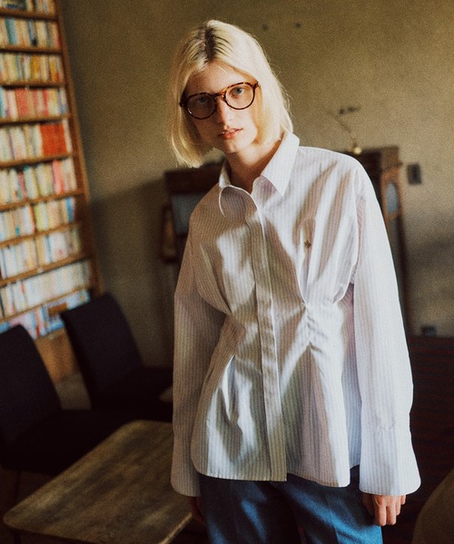 POLO BCS（ポロ ビーシーエス）の「【POLOBCS】VIS別注ウエストタックフレアシャツ（シャツ/ブラウス・レディース・ホワイト/ブルー系その他4/ネイビー/ホワイト系その他/ピンク・FREE）」の16枚目の写真