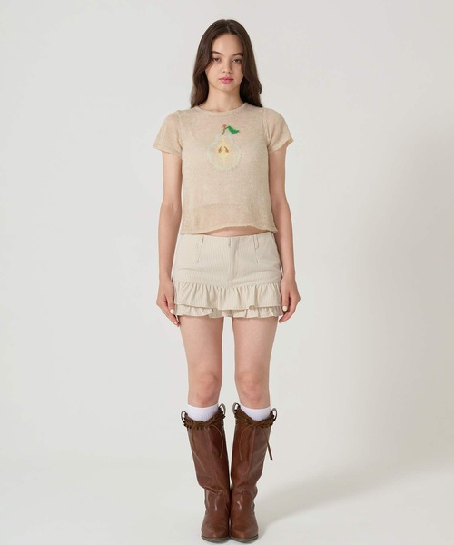 TINA：JOJUN（ティーナジョジュン）の「ピンストライプ ティアード ショートパンツ TINA：JOJUN（その他パンツ・レディース・ブラック/アイボリー・M/S）」の17枚目の写真