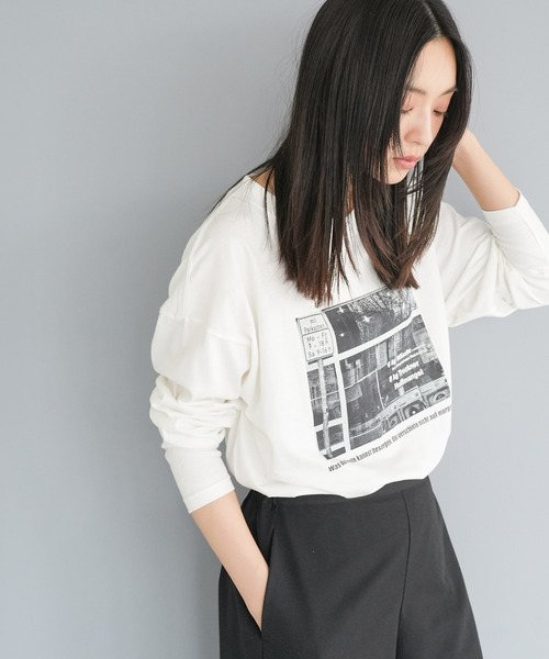 mili an deni(ミリアンデニ)の「シティスケープフォトロンT(Tシャツ/カットソー・レディース・チャコールグレー/オフホワイト/ブラック・L/M)」の5枚目の写真