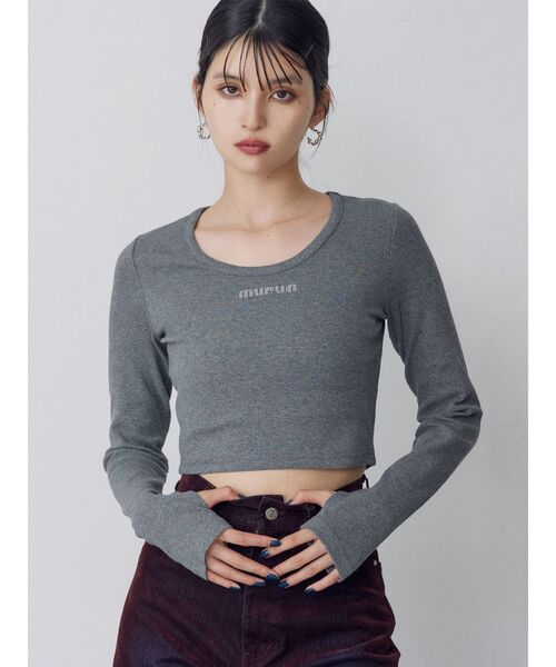 MURUA（ムルーア）の「HOTFIXロゴテレコトップス（Tシャツ/カットソー・レディース・ホワイト/レッド/グレー/ブラック・2/1）」の3枚目の写真