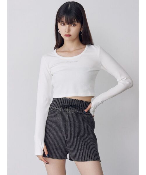 MURUA(ムルーア)の「HOTFIXロゴテレコトップス(Tシャツ/カットソー・レディース・ホワイト/レッド/グレー/ブラック・2/1)」の11枚目の写真