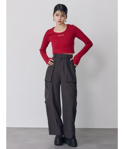 MURUA（ムルーア）の「HOTFIXロゴテレコトップス（Tシャツ/カットソー・レディース・ホワイト/レッド/グレー/ブラック・2/1）」の7枚目の写真